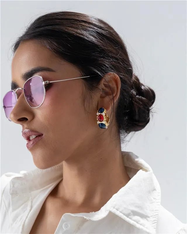 Multicolor Hoop Statement Earring - SAHI London | Handcrafted Jewellery Handbags & T-shirt Fashion