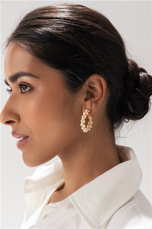 Sahi London Golden Hoop Statement Earring