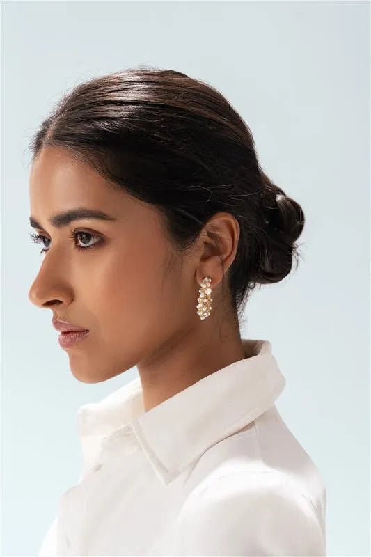 Golden Hoop Statement Gold Plated Earring - SAHI London | Handcrafted Jewellery Handbags & T-shirt Fashion