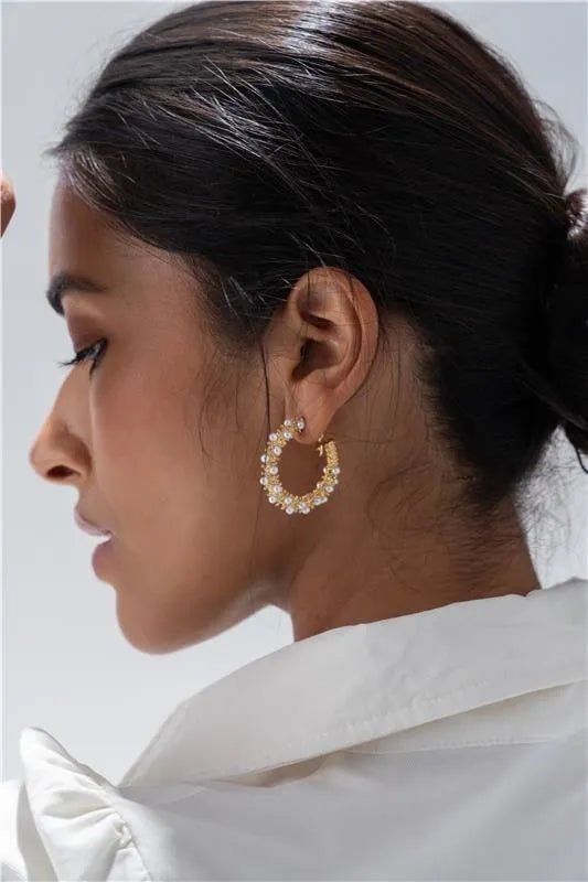 Golden Hoop Statement Gold Plated Earring - SAHI London | Handcrafted Jewellery Handbags & T-shirt Fashion
