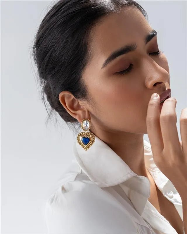Drop Statement Earring Beautiful Heart - SAHI London | Handcrafted Jewellery Handbags & T-shirt Fashion