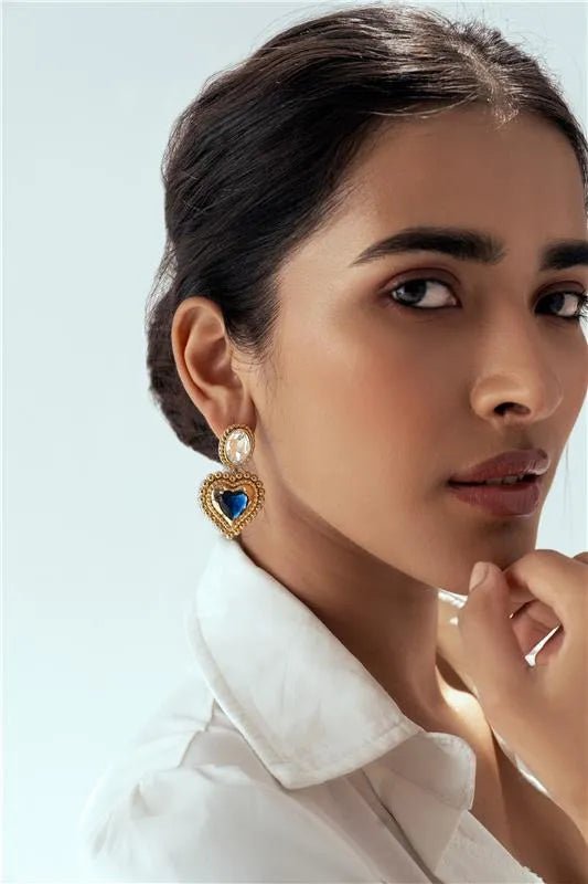 Drop Statement Earring Beautiful Heart - SAHI London | Handcrafted Jewellery Handbags & T-shirt Fashion
