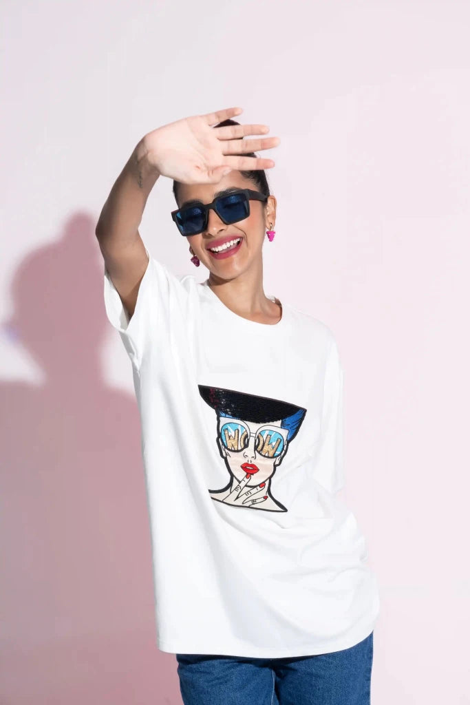 Pop Art Cotton Unisex T-shirt - SAHI London | Handcrafted Jewellery Handbags & T-shirt Fashion