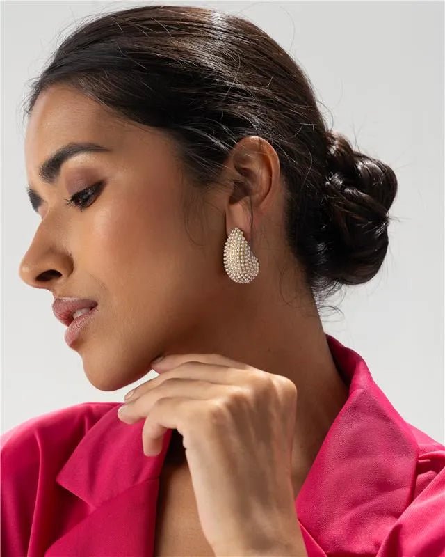 Golden Stud Statement Earring - SAHI London | Handcrafted Jewellery Handbags & T-shirt Fashion