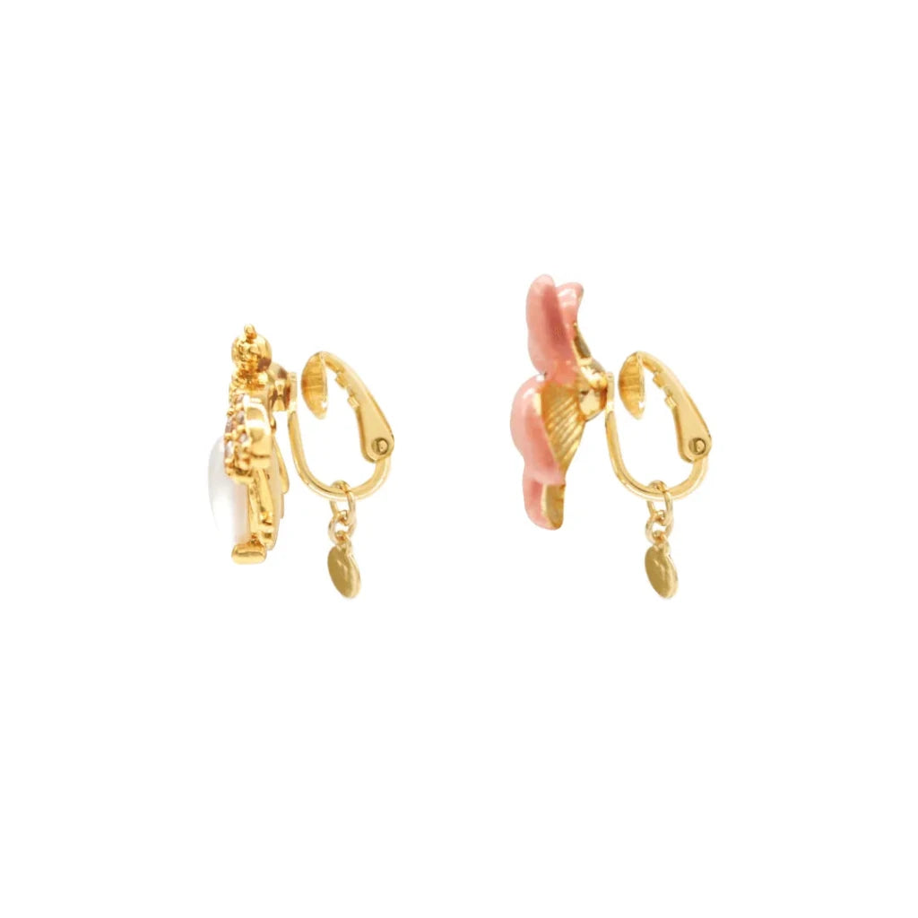 Lily Flower & Pearl Bee Enamel Stud Earrings - SAHI London | Handcrafted Jewellery Handbags & T-shirt Fashion