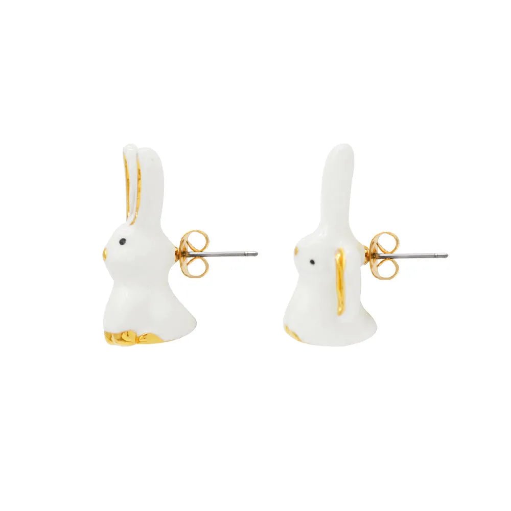 Rabbit Stud Enamel Earrings - SAHI London | Handcrafted Jewellery Handbags & T-shirt Fashion