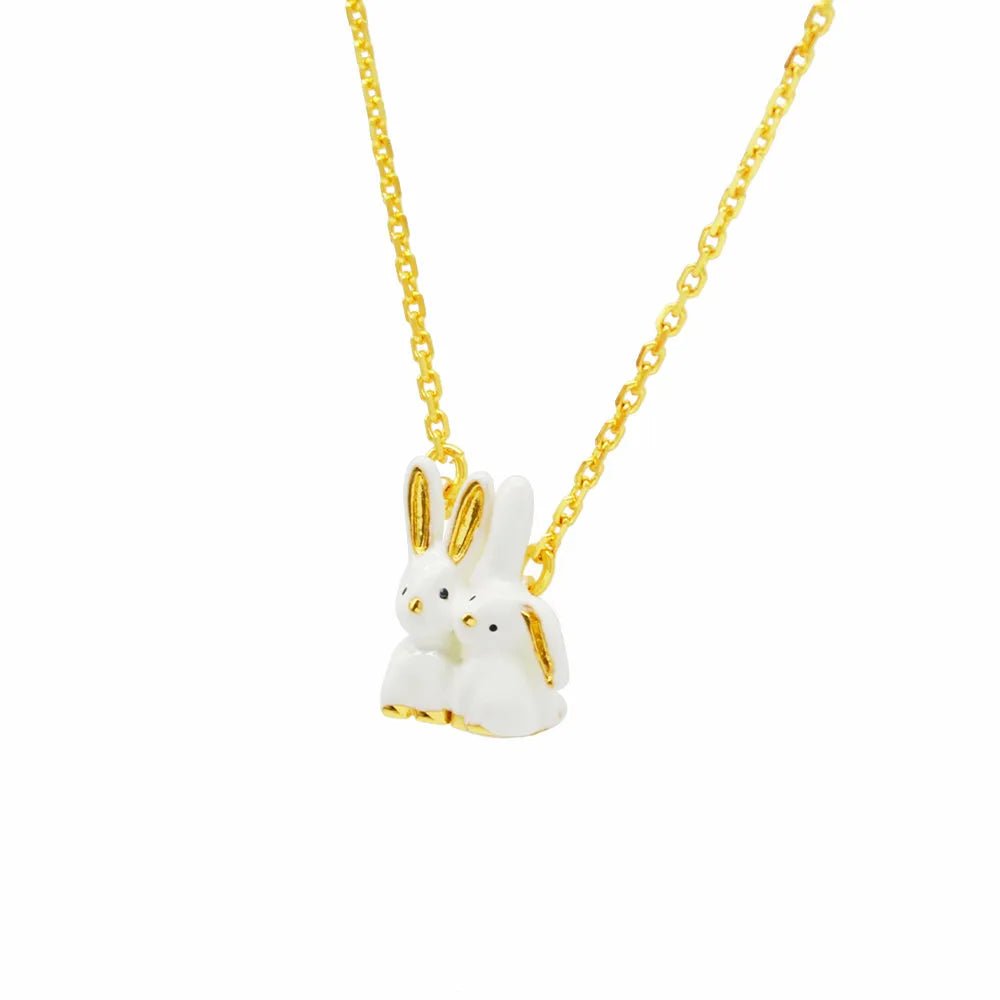 Rabbit Pendant Enamel Necklace - SAHI London | Handcrafted Jewellery Handbags & T-shirt Fashion