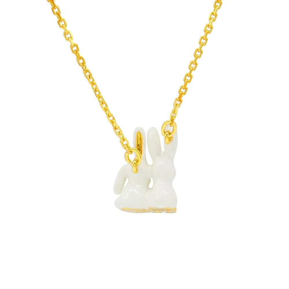 Rabbit Pendant Enamel Necklace - SAHI London | Handcrafted Jewellery Handbags & T-shirt Fashion