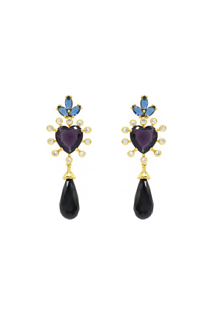 Maroon Dangle Statement Earring with Pearl - SAHI London | Handcrafted Jewellery Handbags & T-shirt Fashion