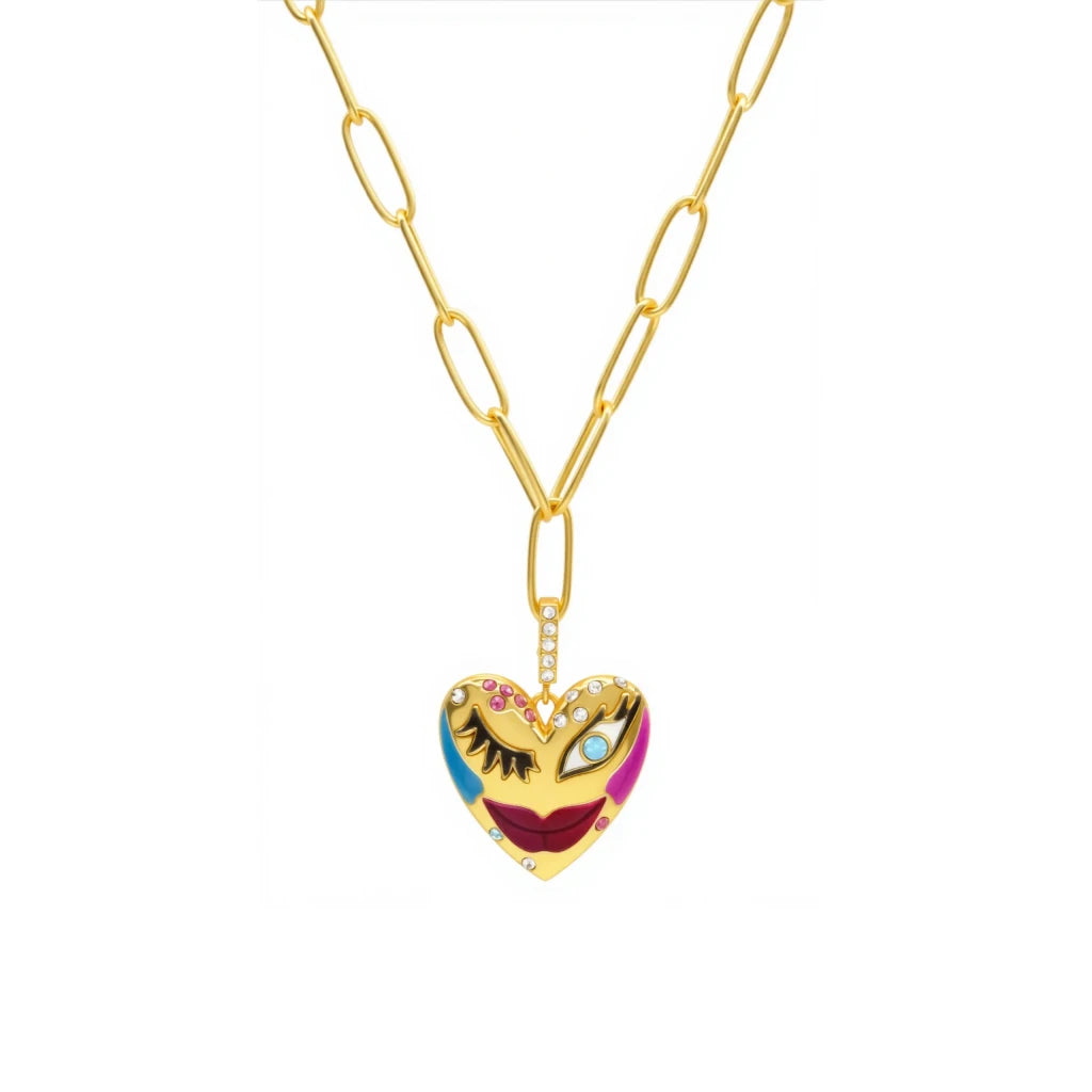 Love Affair Enamel Pendant Necklace - SAHI London | Handcrafted Jewellery Handbags & T-shirt Fashion