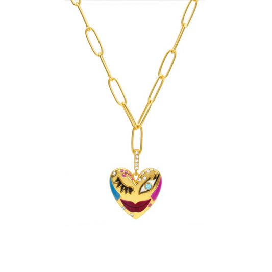 Love Affair Enamel Pendant Necklace - SAHI London | Handcrafted Jewellery Handbags & T-shirt Fashion