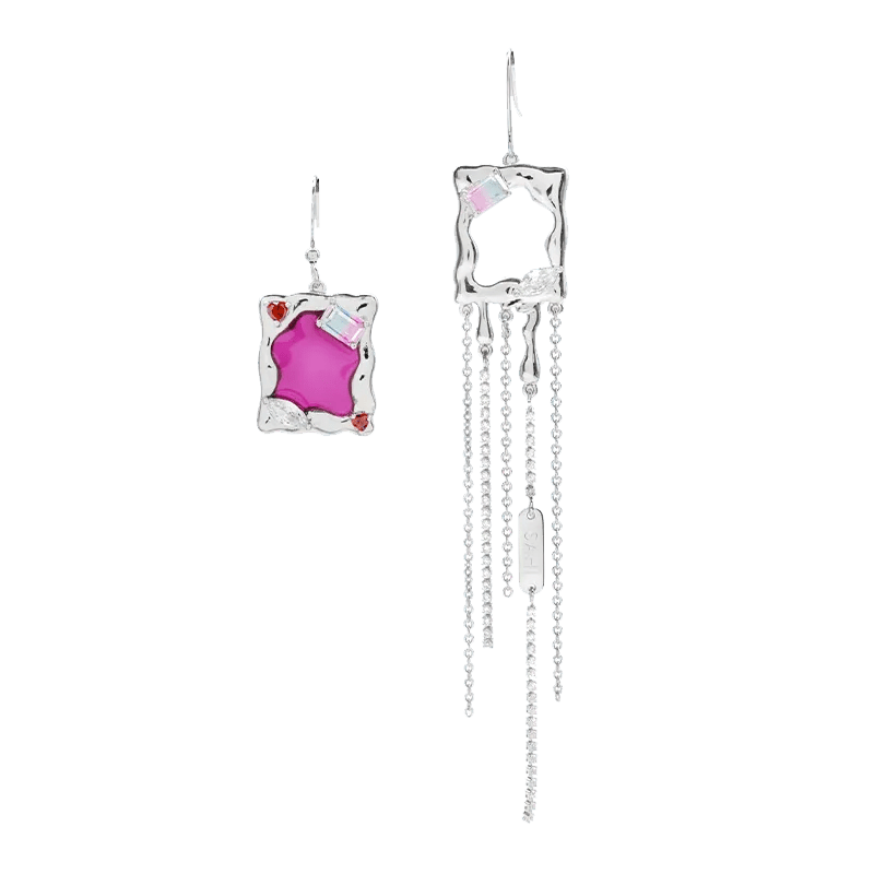 With Love Heart Enamel Metaverse Rain Dangling Earrings - SAHI London | Handcrafted Jewellery Handbags & T-shirt Fashion