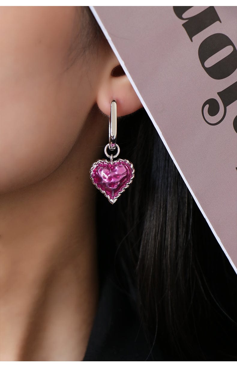 Sahi Love Heart Enameled Drop Dangling Earing