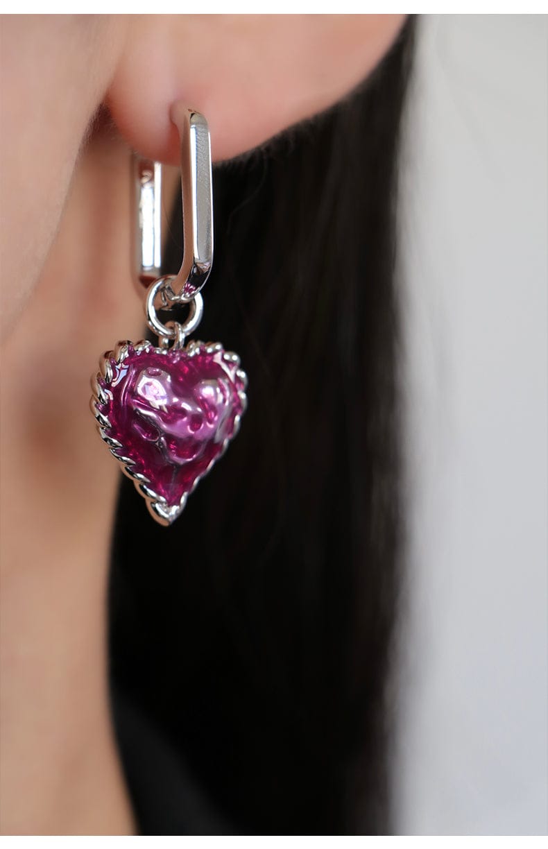 Sahi Love Heart Enameled Drop Dangling Earing