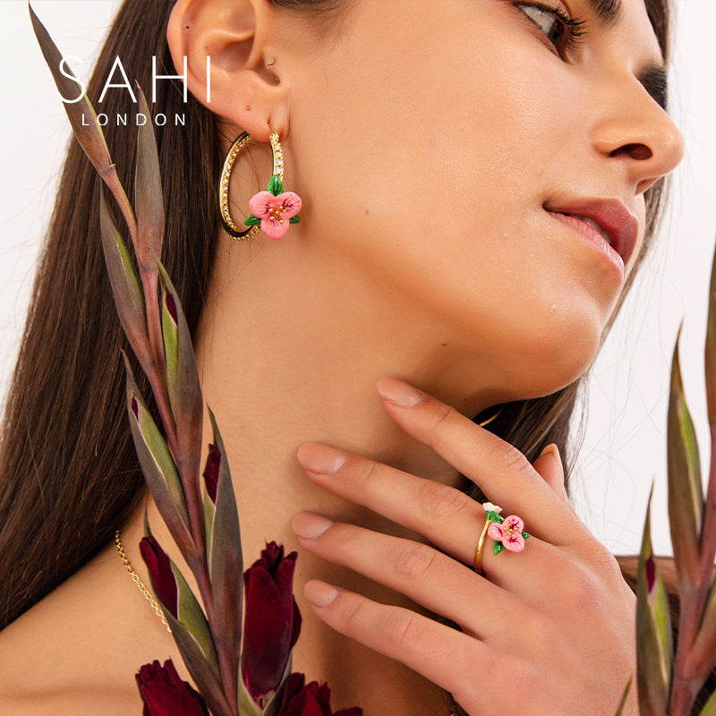 Sahi Enchanting Garden Pink Adjustable Ring