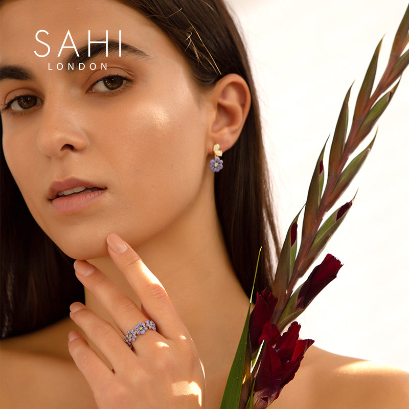 Sahi Enchanting Garden Blue Adjustable Ring