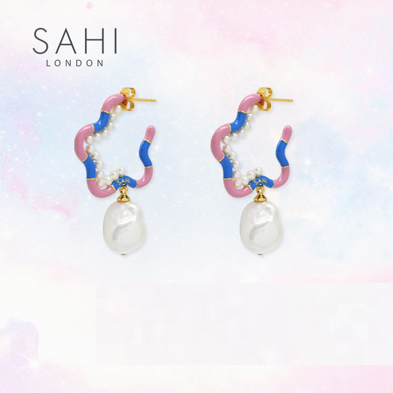 Sahi Fantasy Starfish Pearl Hoop Earrings