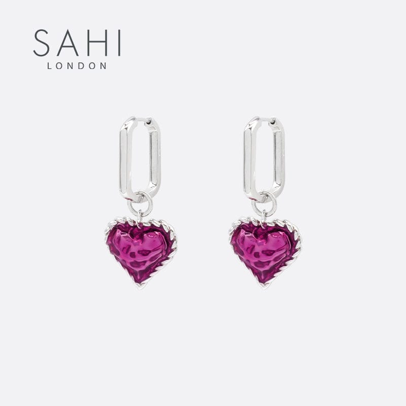 Sahi Love Heart Enameled Drop Dangling Earing