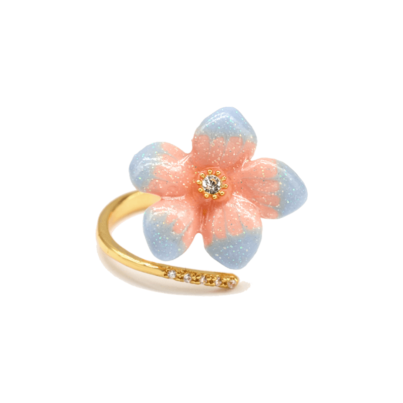 Sahi Peach Lilys Flower Open Ring