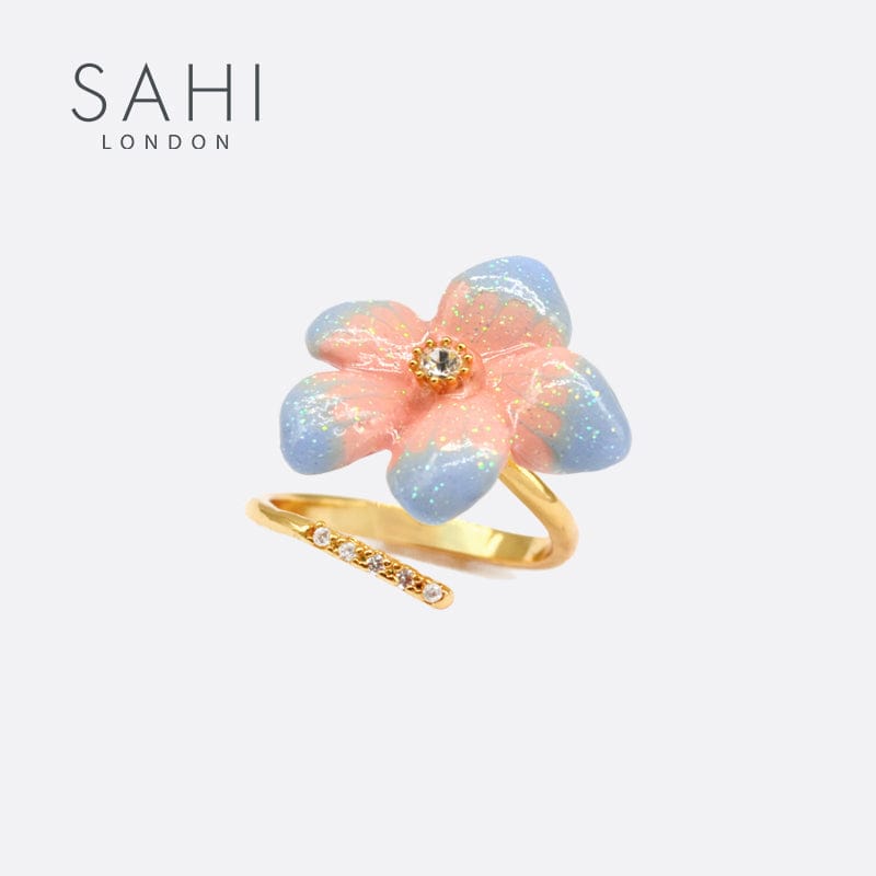 Sahi Peach Lilys Flower Open Ring