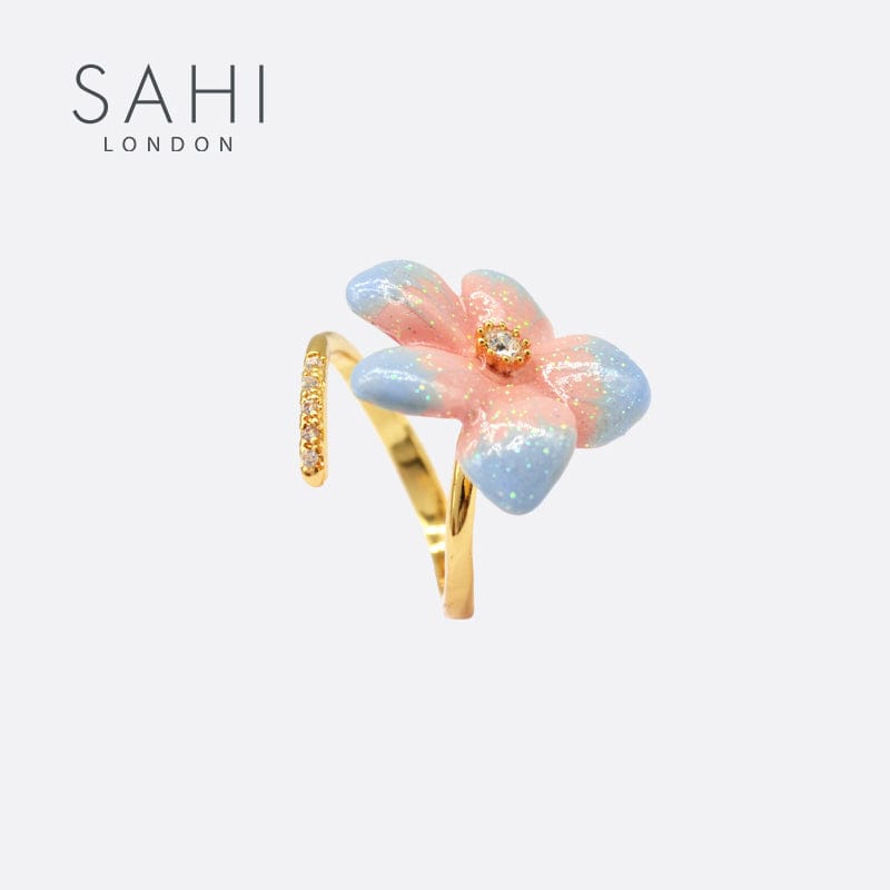 Sahi Peach Lilys Flower Open Ring