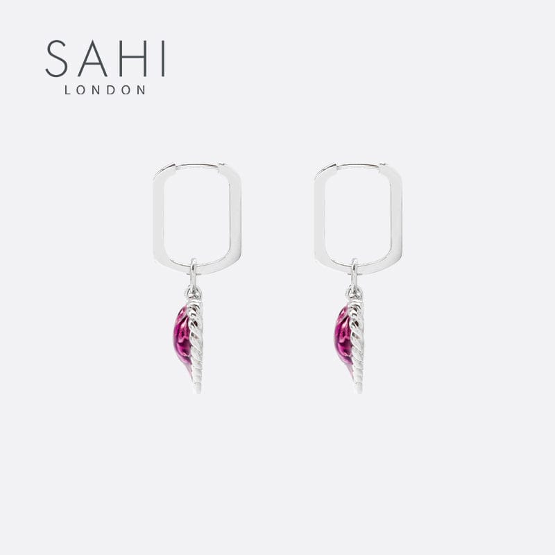 Sahi Love Heart Enameled Drop Dangling Earing