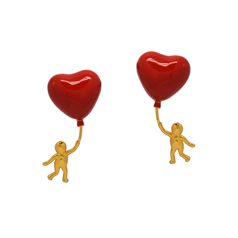 HEART SHAPED GOLD ENAMEL DROP EARRING image 6