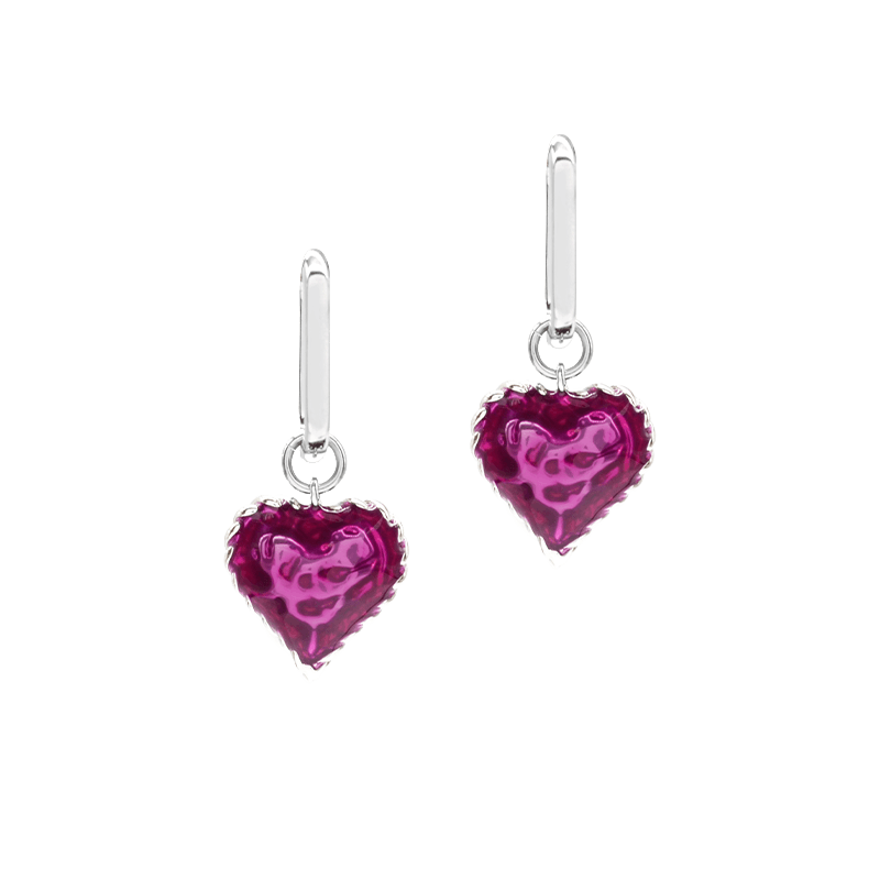 Sahi Love Heart Enameled Drop Dangling Earing